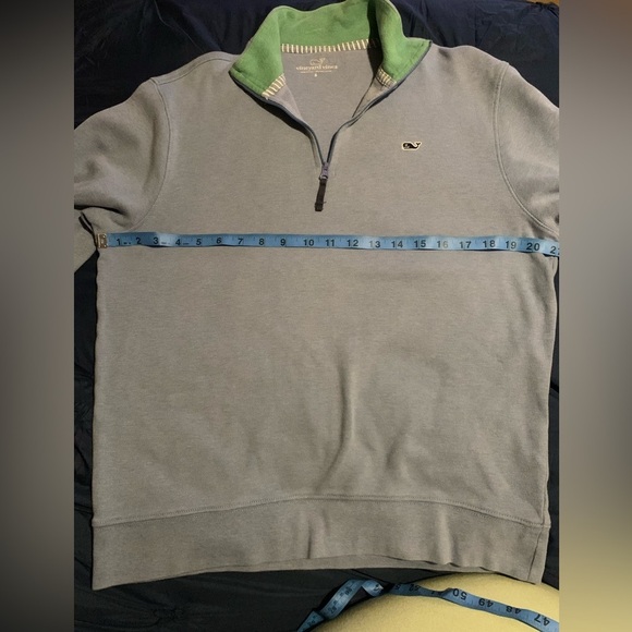 Vineyard Vines small Blue Boxy 1/4 zip pullover with Polo Collar - Picture 4 of 7